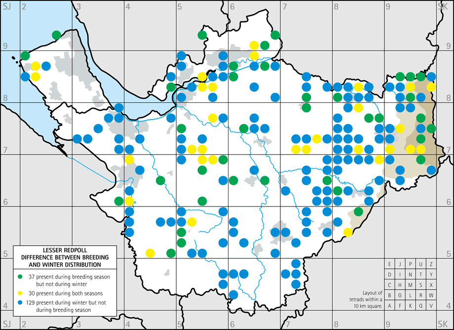 Difference between breeding and winter distribution map