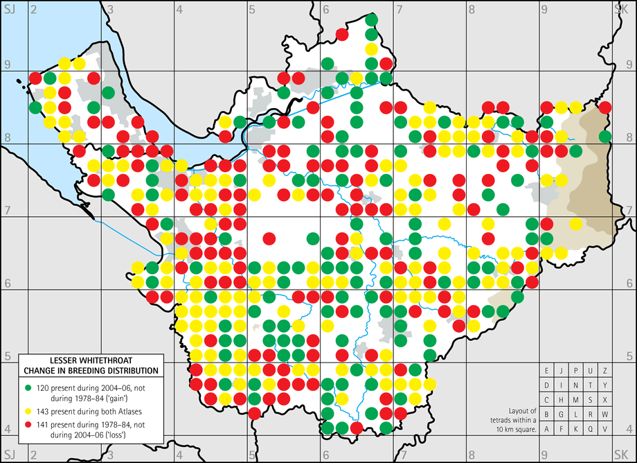 Change in breeding distribution map