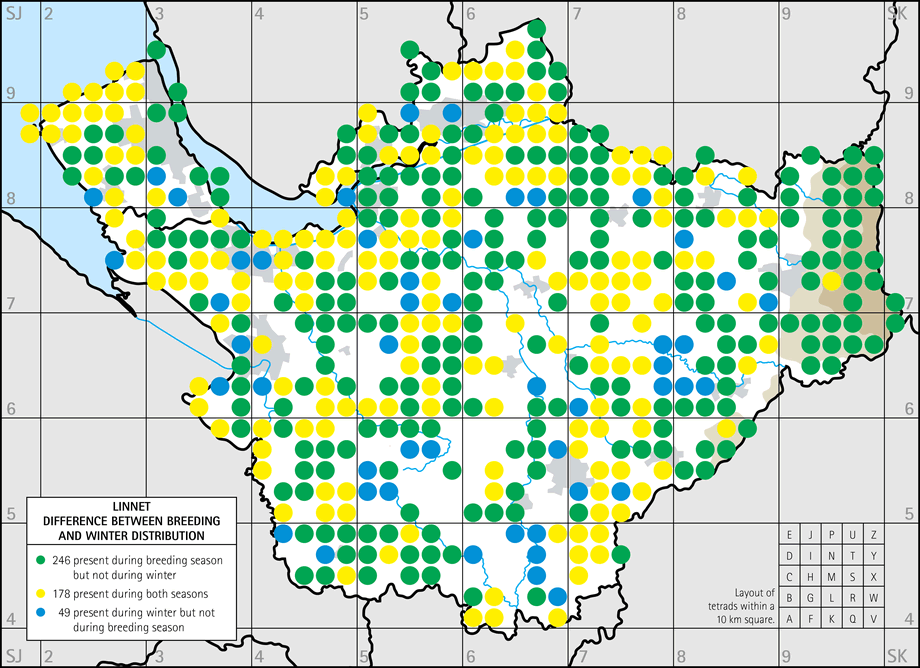 Difference between breeding and winter distribution map