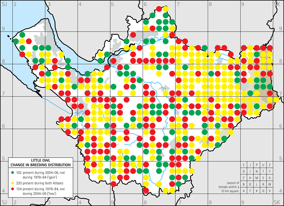 Change in breeding distribution map