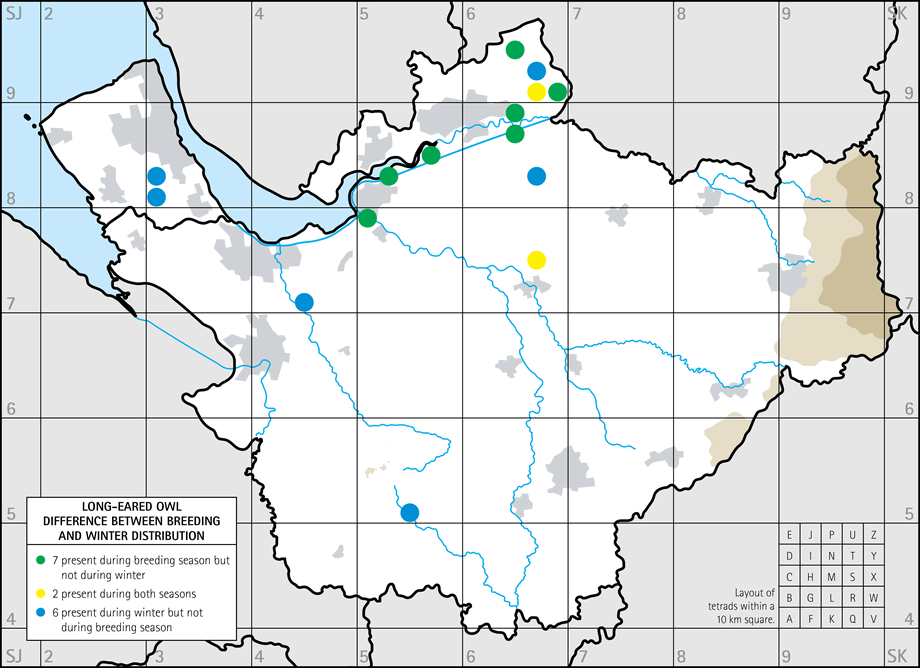 Difference between breeding and winter distribution map