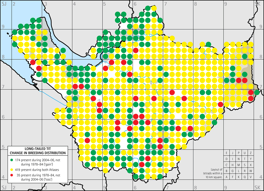 Change in breeding distribution map