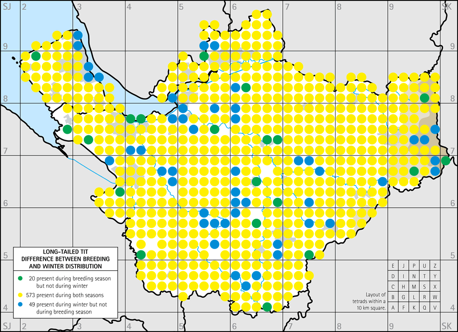 Difference between breeding and winter distribution map