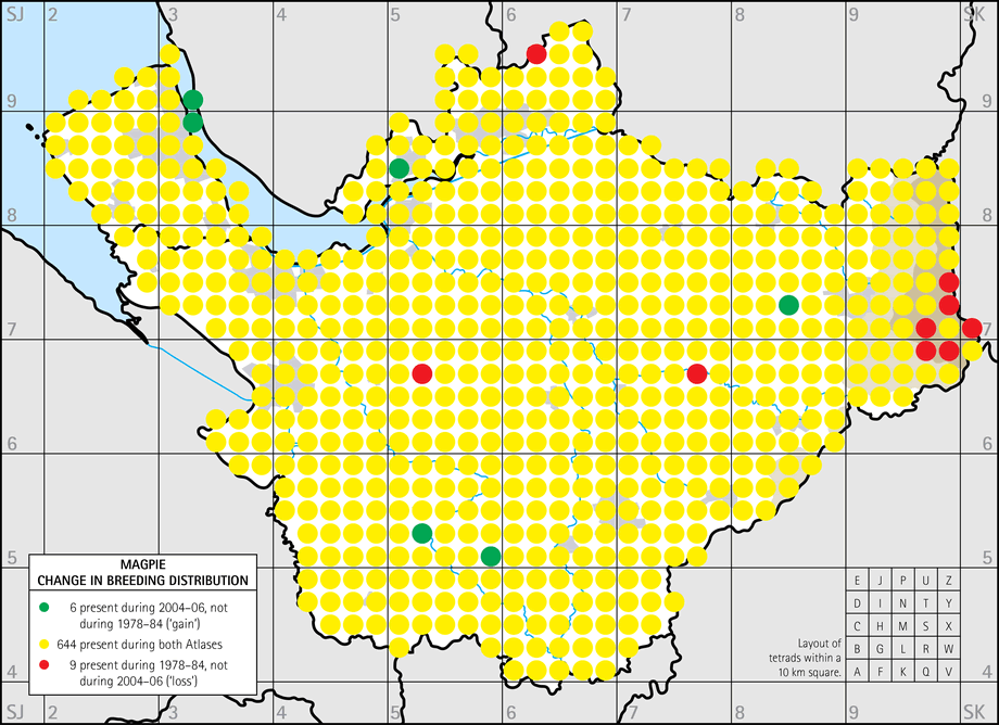 Change in breeding distribution map
