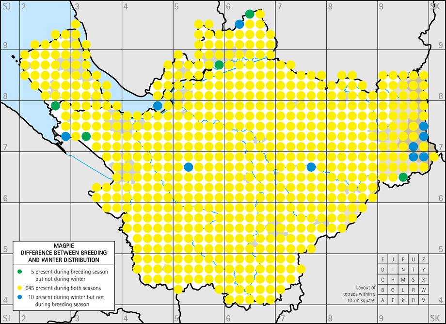 Difference between breeding and winter distribution map