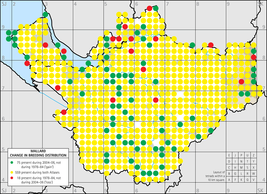 Change in breeding distribution map