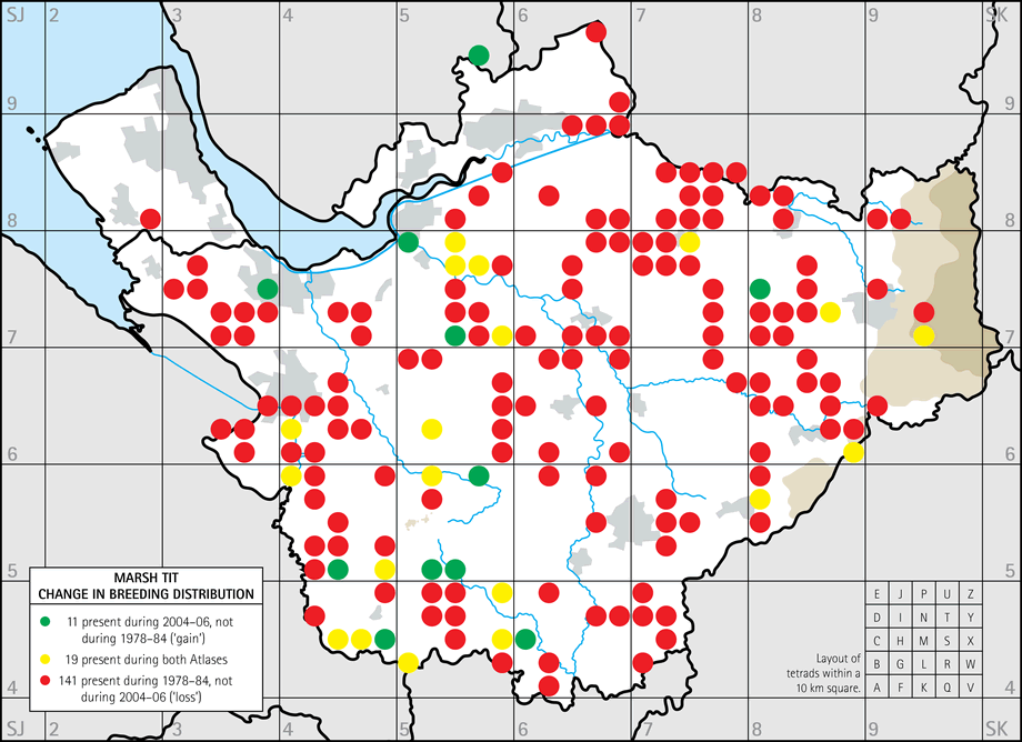 Change in breeding distribution map