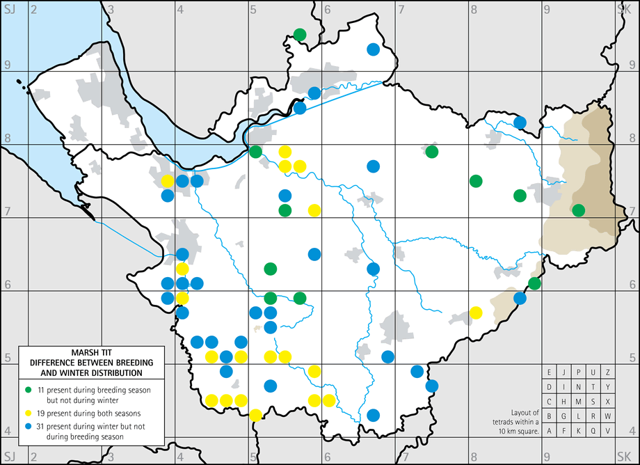 Difference between breeding and winter distribution map