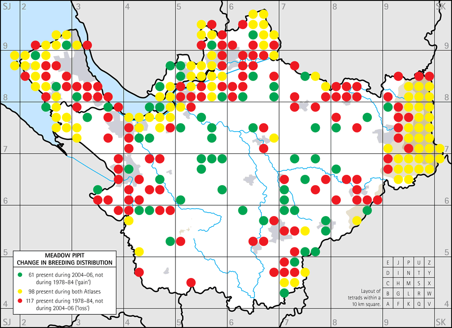 Change in breeding distribution map