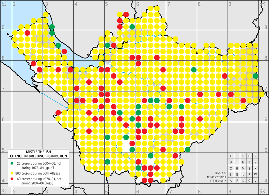 Change in breeding distribution map