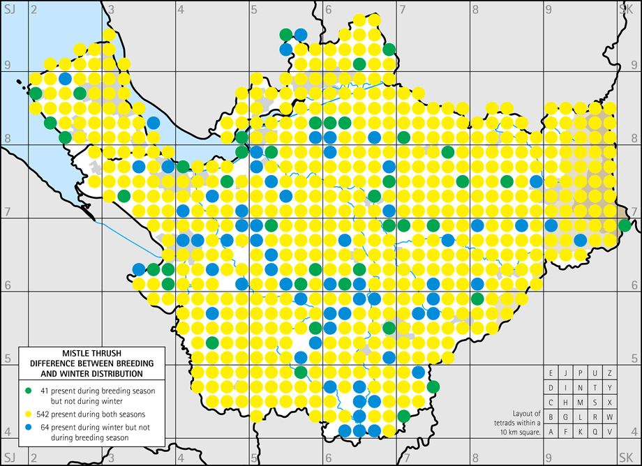 Difference between breeding and winter distribution map