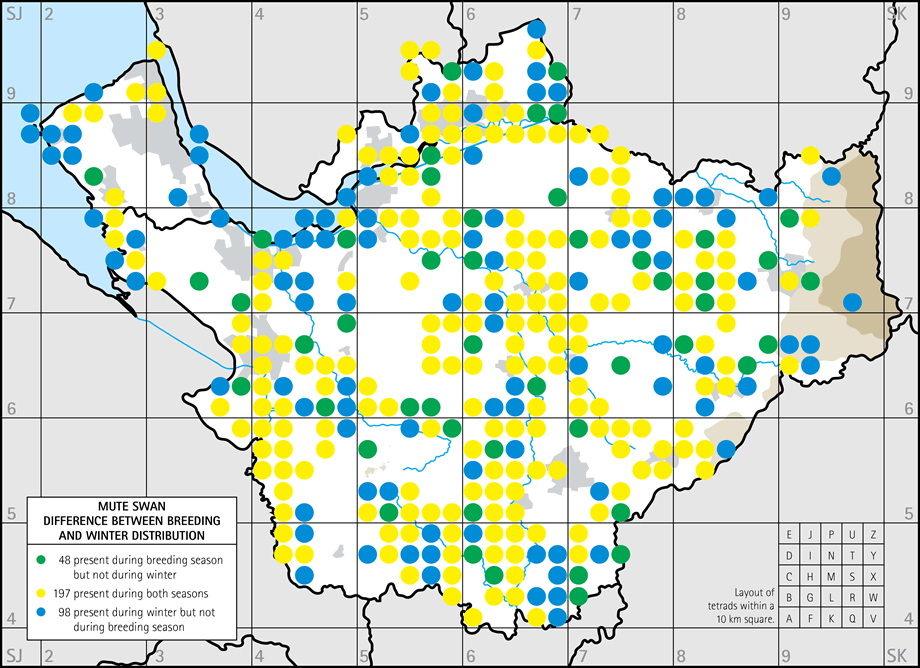 Difference between breeding and winter distribution map