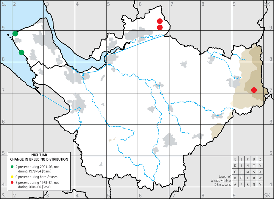 Change in breeding distribution map