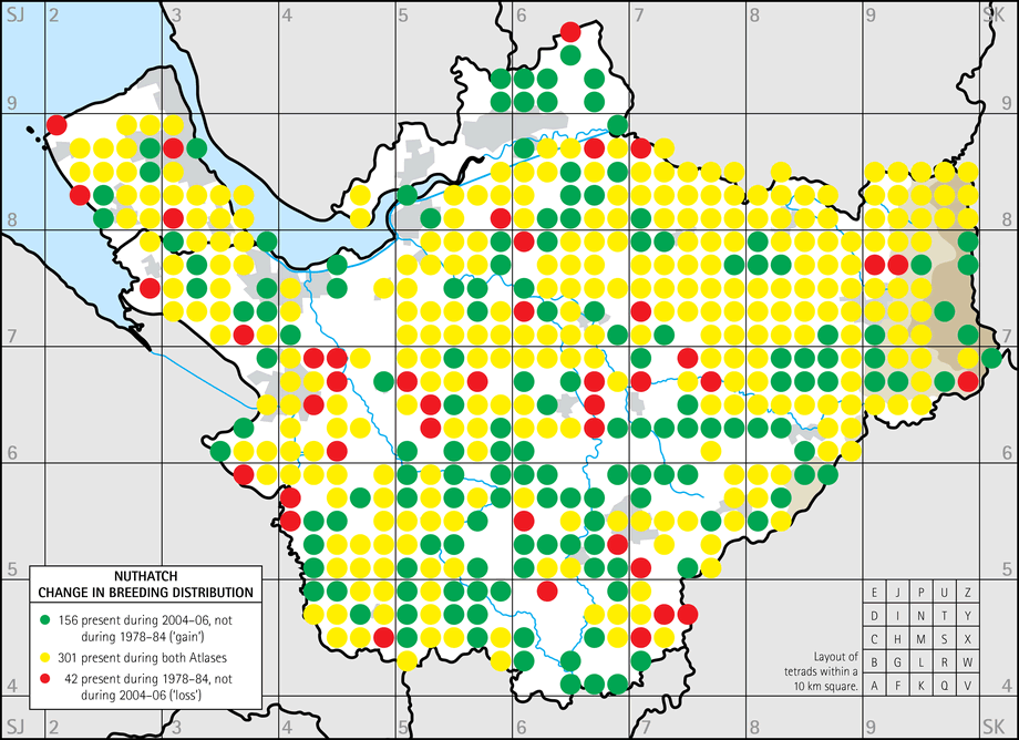 Change in breeding distribution map