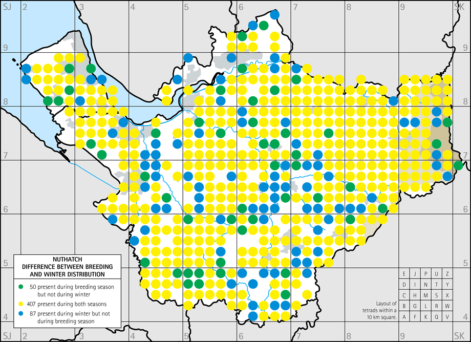 Difference between breeding and winter distribution map