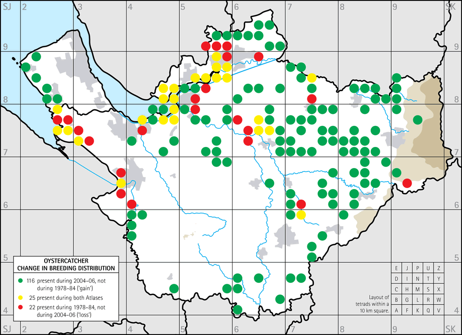 Change in breeding distribution map