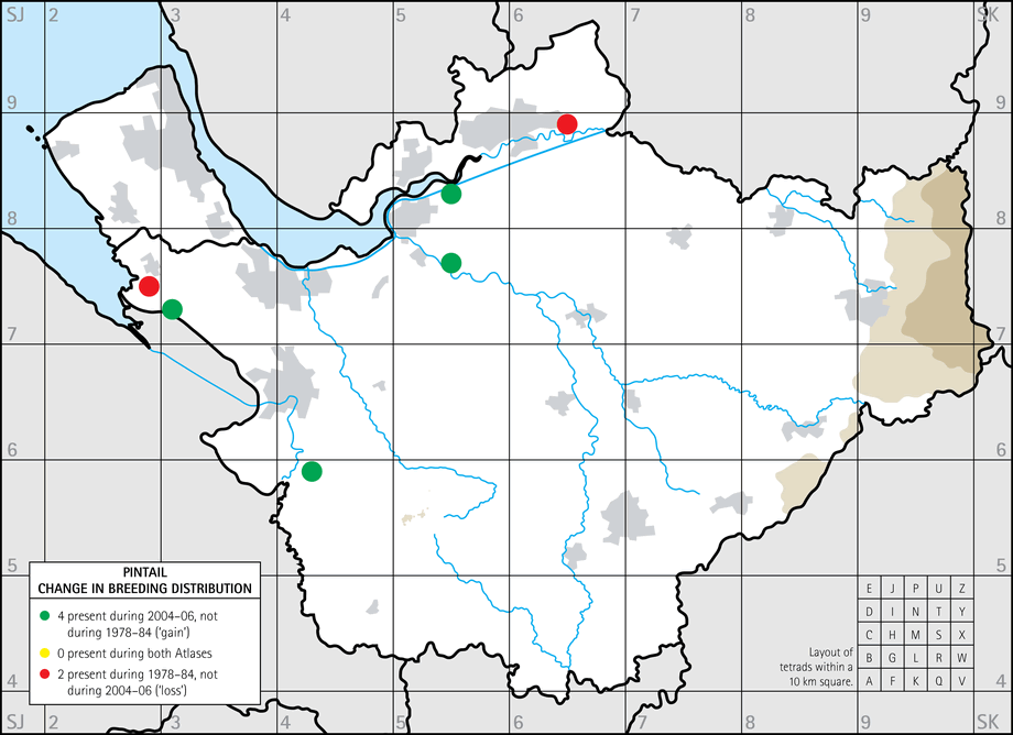 Change in breeding distribution map