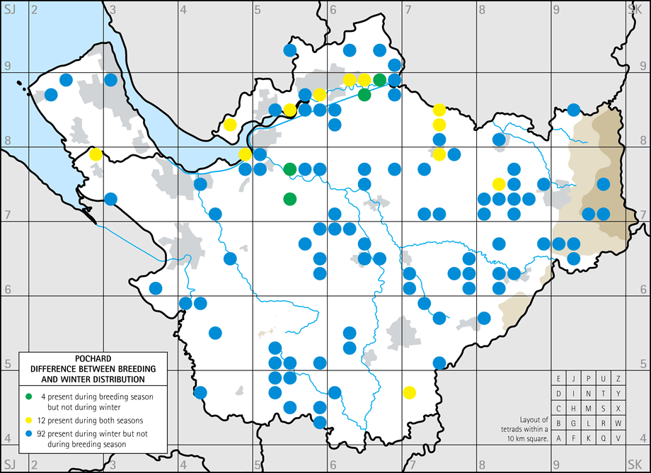 Difference between breeding and winter distribution map