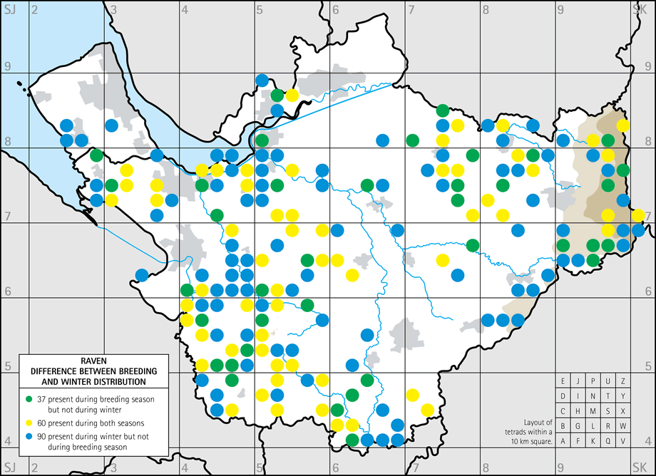 Difference between breeding and winter distribution map