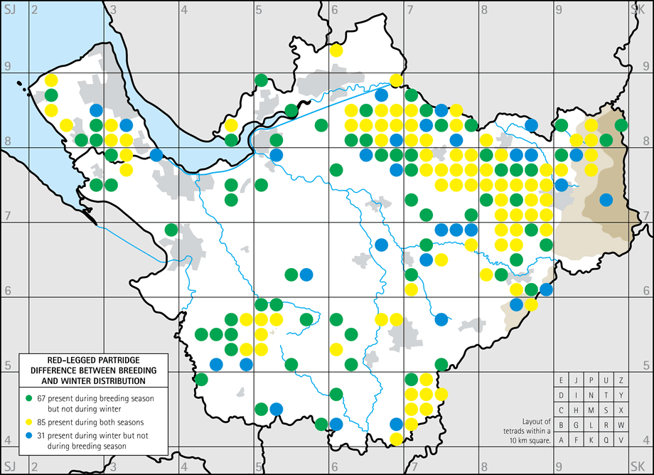Difference between breeding and winter distribution map