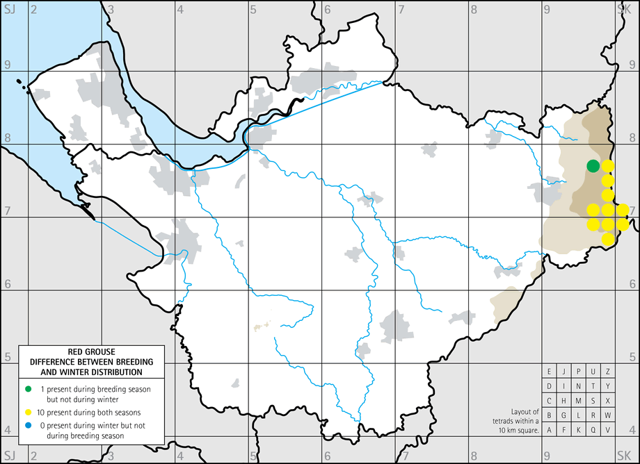 Difference between breeding and winter distribution map