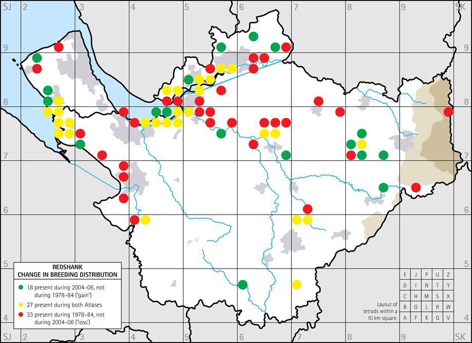 Change in breeding distribution map