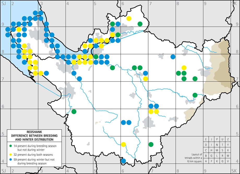 Difference between breeding and winter distribution map