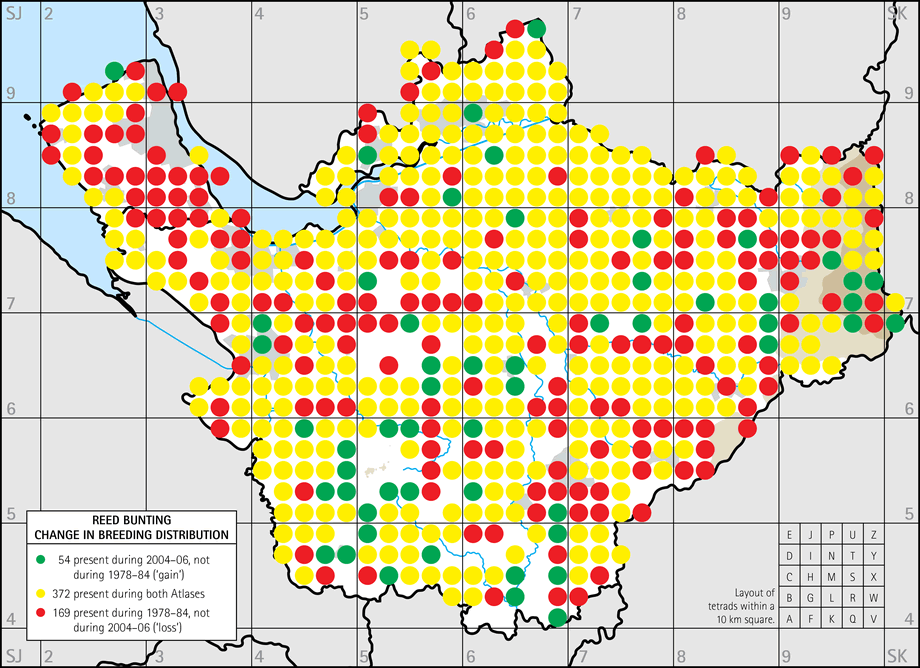 Change in breeding distribution map