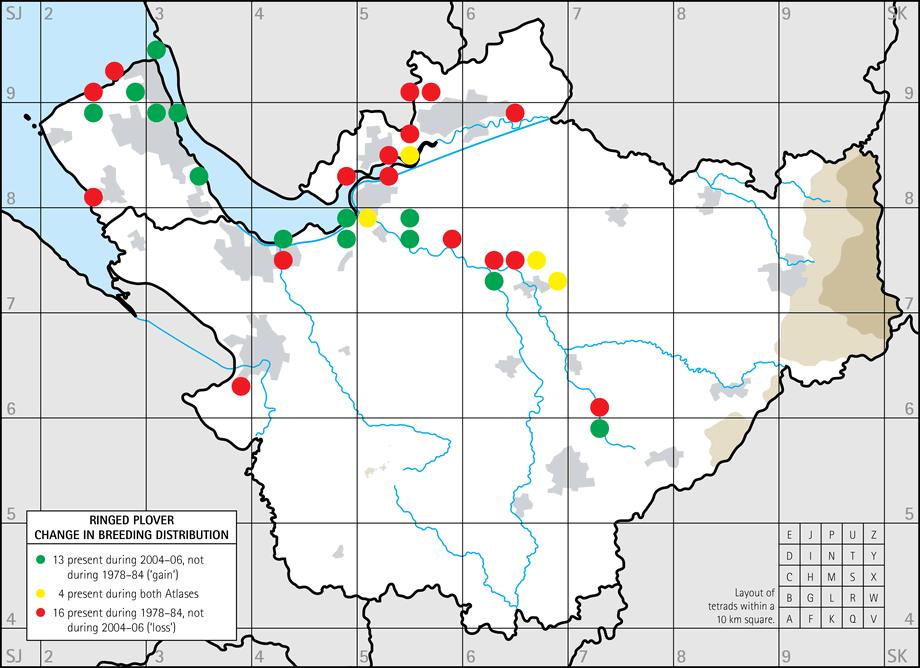 Change in breeding distribution map