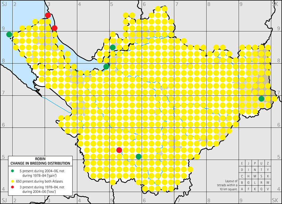 Change in breeding distribution map