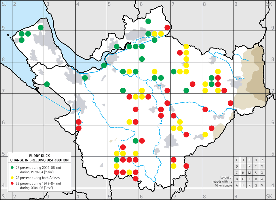 Change in breeding distribution map