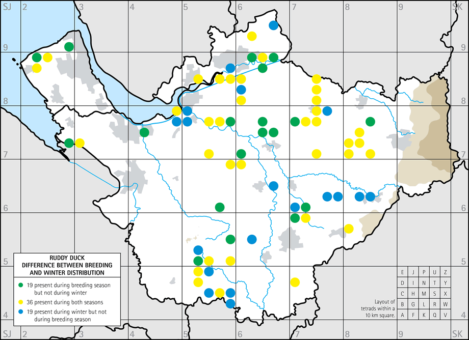 Difference between breeding and winter distribution map