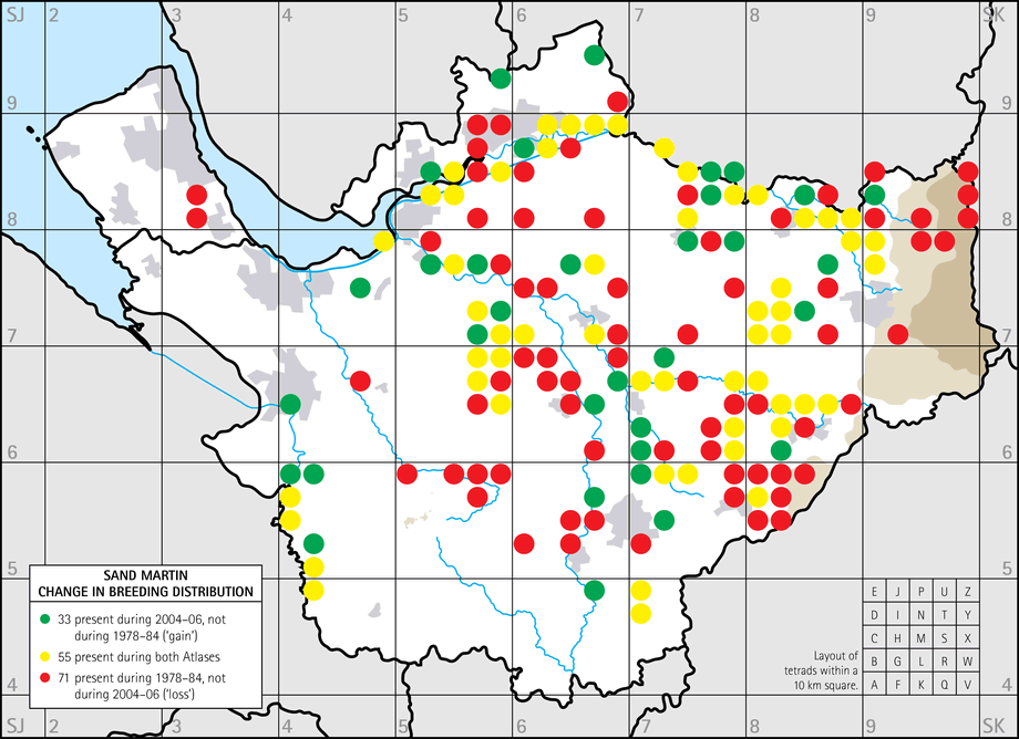 Change in breeding distribution map