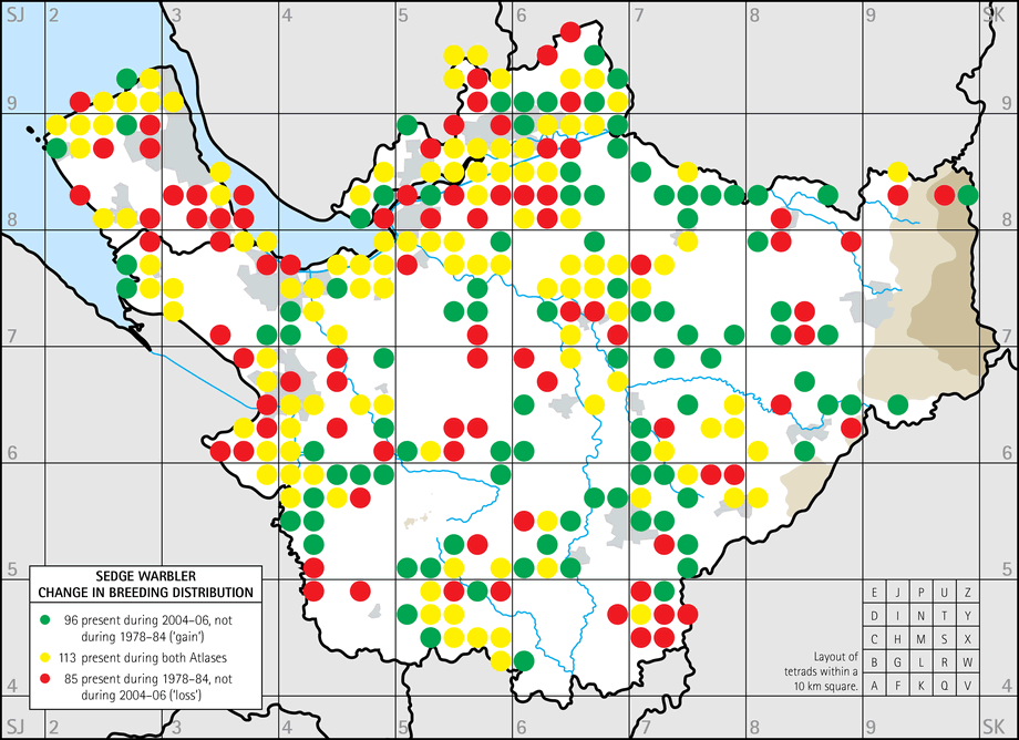 Change in breeding distribution map