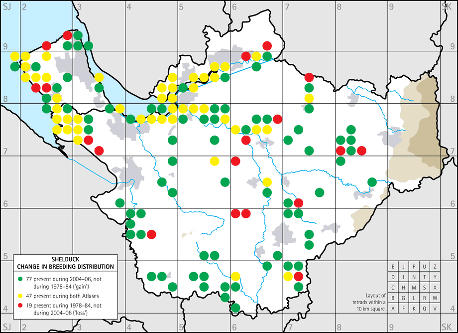 Change in breeding distribution map