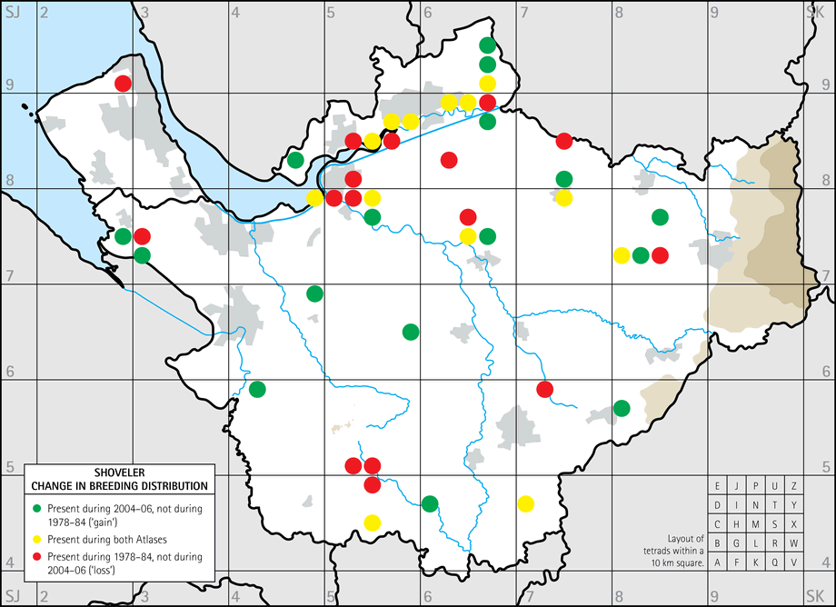 Change in breeding distribution map