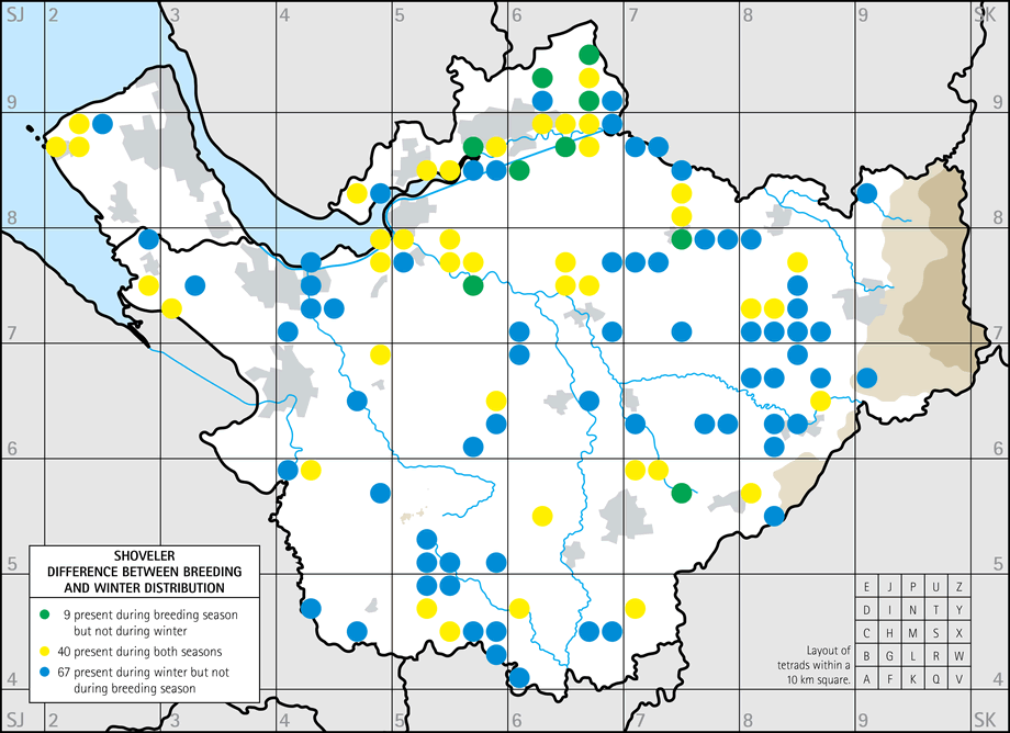 Difference between breeding and winter distribution map