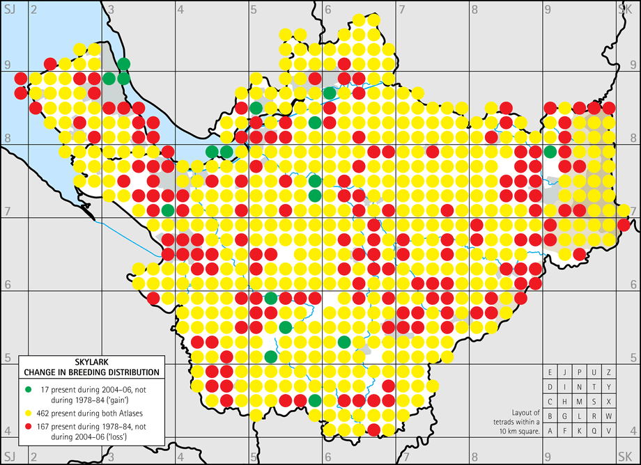 Change in breeding distribution map