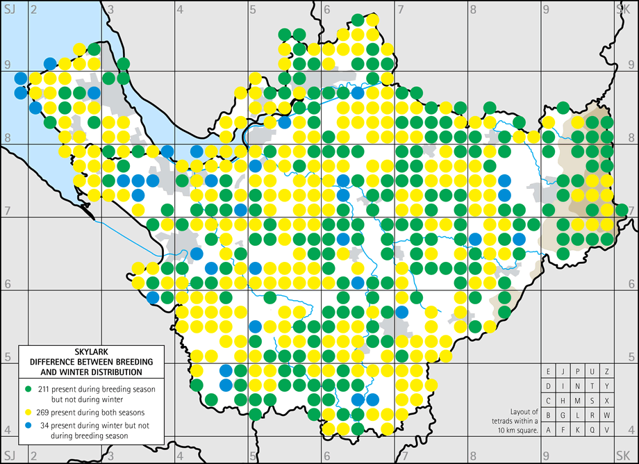 Difference between breeding and winter distribution map