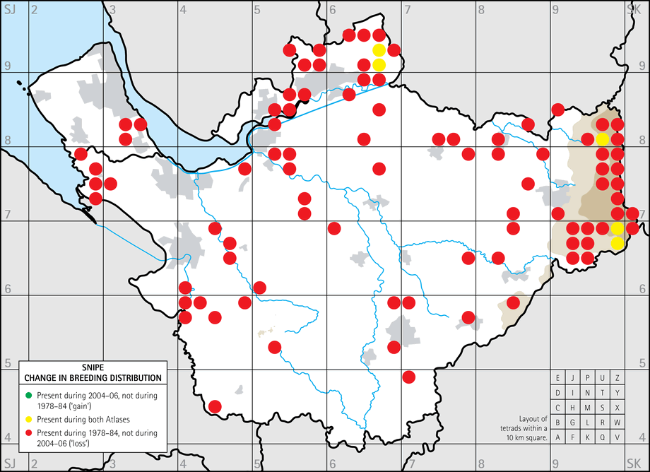 Change in breeding distribution map