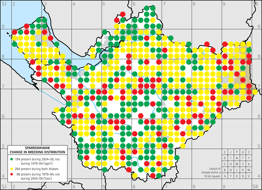 Change in breeding distribution map