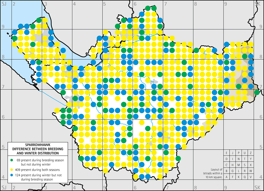 Difference between breeding and winter distribution map