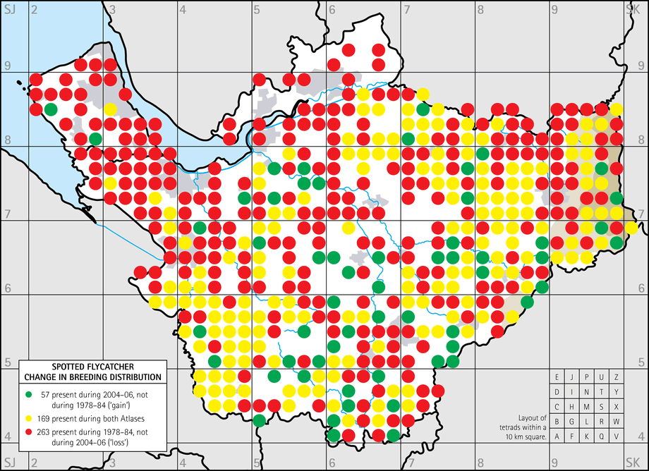 Change in breeding distribution map