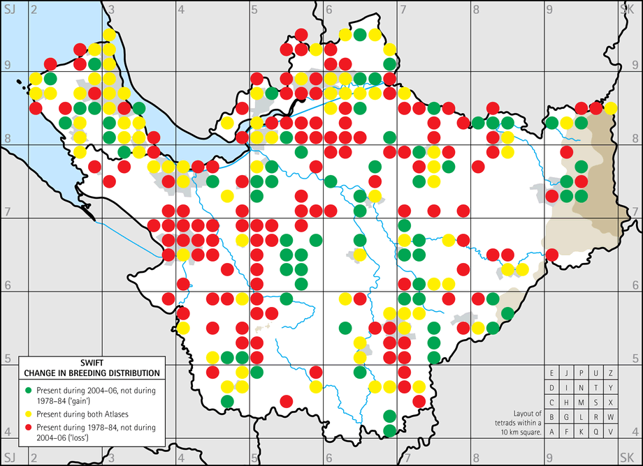 Change in breeding distribution map