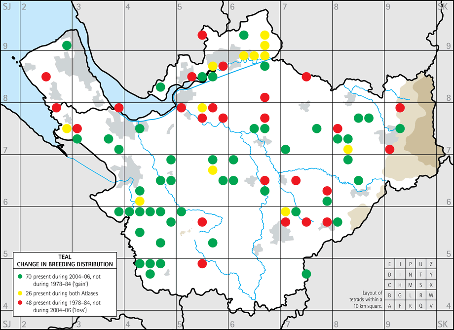 Change in breeding distribution map