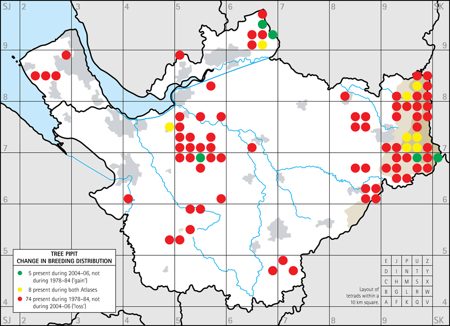 Change in breeding distribution map