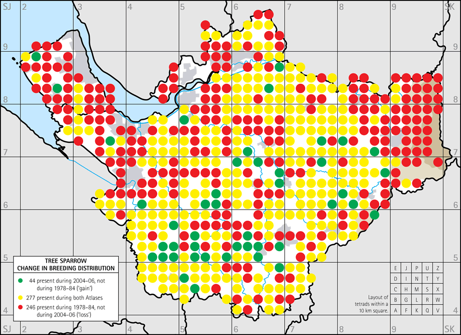 Change in breeding distribution map
