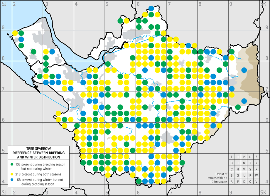 Difference between breeding and winter distribution map