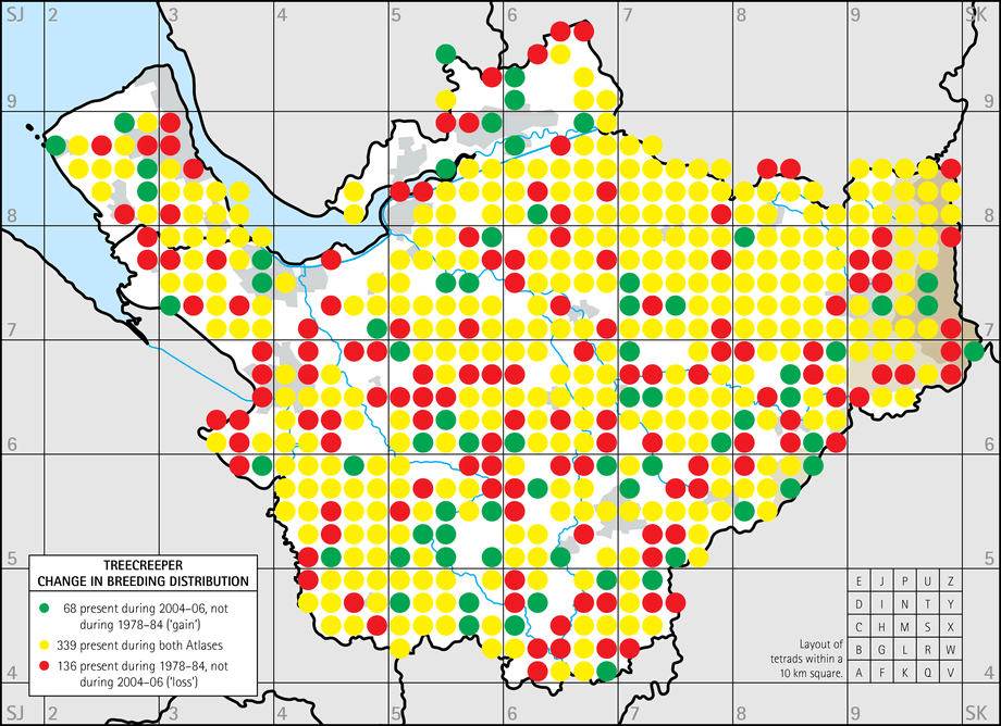 Change in breeding distribution map