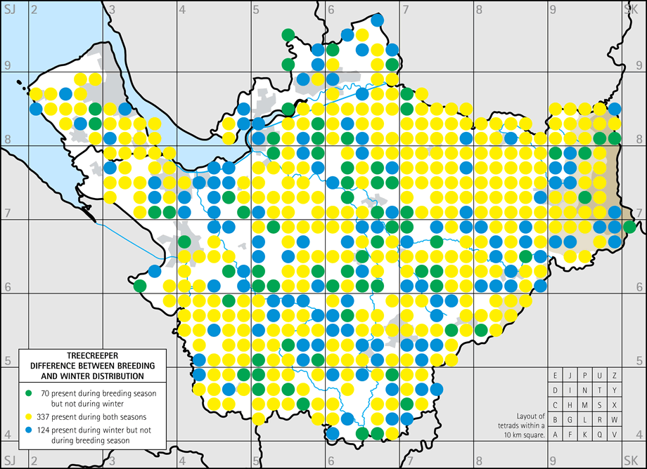 Difference between breeding and winter distribution map